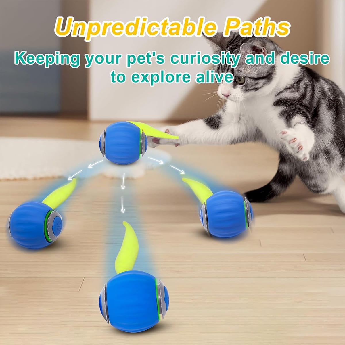 Electric Interactive Cat Toy Ball, Indoor Cat Play Ball