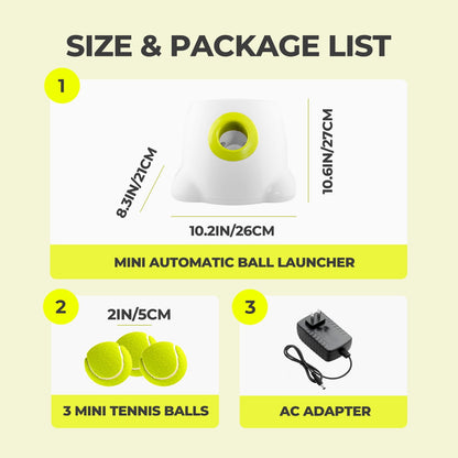 Automatic Tennis Ball Launcher for Small to Medium Sized Dogs, 3 Balls Included, Mini