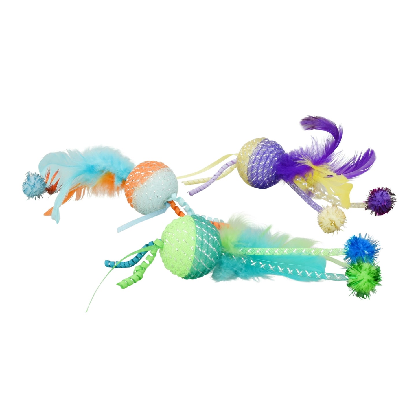 Mesh Feather Ball Cat Toy, Color May Vary